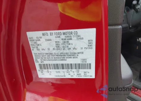 2009 Ford Escape Xlt z USA, uszkodzony, nr VIN 1FMCU93G39KC04562